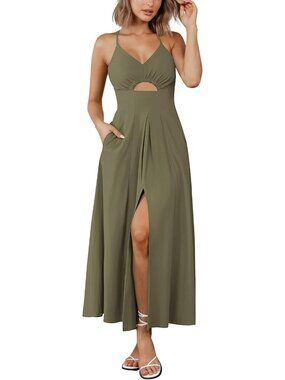 Chic Spaghetti Strap Midi Summer Dress for Women - Perfect for Beach & Parties
